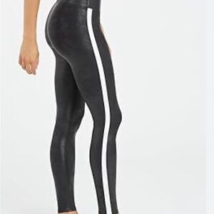 SPANX Black Leggings with White Stripe